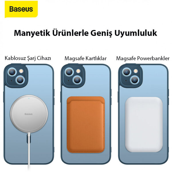 Baseus Frame Series iPhone 14 6.1 Kamera Koruyuculu Magsafe Kılıf + Tempered Ekran Koruyucu Set - Görsel 3