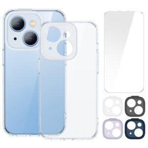 Baseus Illusion Series iPhone 14 6.1 Silikon Kılıf + Tempered Ekran Koruyucu + 4x Kamera Koruyucu Se