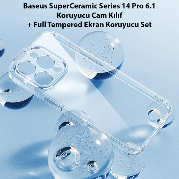 Baseus SuperCeramic Series iPhone 14 Pro 6.1 Koruyucu Cam Kılıf + Full Tempered Ekran Koruyucu Set - Görsel 2