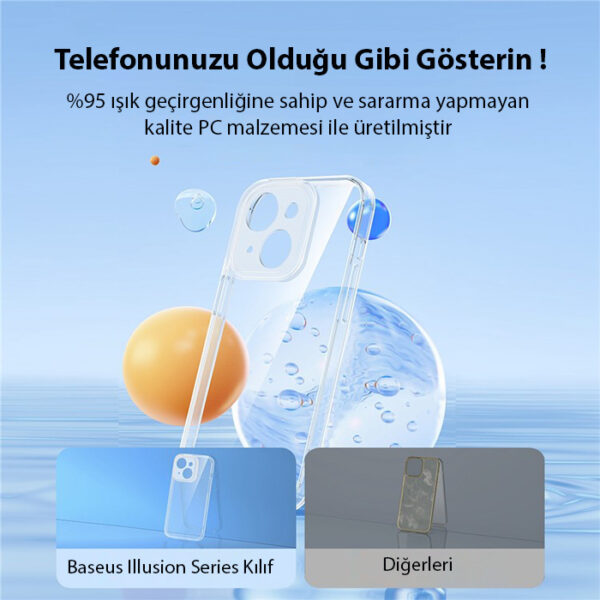 Baseus Illusion Series iPhone 14 6.1 Silikon Kılıf + Tempered Ekran Koruyucu + 4x Kamera Koruyucu Se - Görsel 5