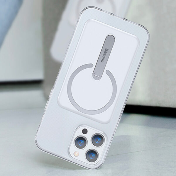 Baseus iPhone 13 Pro Max 6.7 Manyetik Magsafe Standlı Silikon Kılıf - Görsel 5