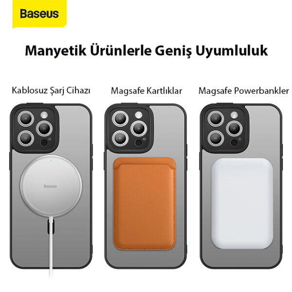 Baseus Frame Series iPhone 14 Pro Max 6.7 Kamera Koruyuculu Magsafe Kılıf + Tempered Ekran Koruyucu - Görsel 3