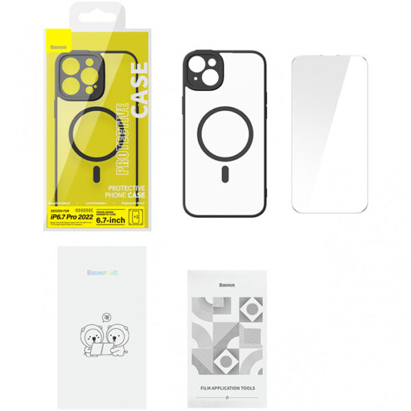 Baseus Frame Series iPhone 14 Pro Max 6.7 Kamera Koruyuculu Magsafe Kılıf + Tempered Ekran Koruyucu - Görsel 6