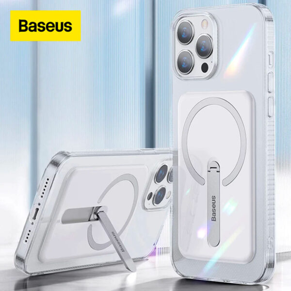 Baseus iPhone 13 Pro Max 6.7 Manyetik Magsafe Standlı Silikon Kılıf - Görsel 3