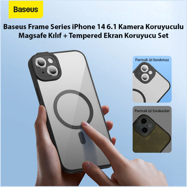 Baseus Frame Series iPhone 14 6.1 Kamera Koruyuculu Magsafe Kılıf + Tempered Ekran Koruyucu Set - Görsel 9