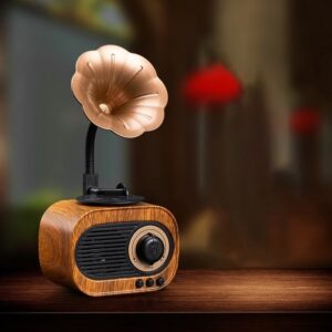 AsonPlus Nostaljik Dekoratif Mini Radyo Gramofon Bluetooth Hoparlör Fm USB Sd Yüksek Ses Speaker Ahşap Renkli